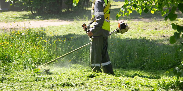 Landschaftspflege, mähen einer größeren Fläche, Symbolbild